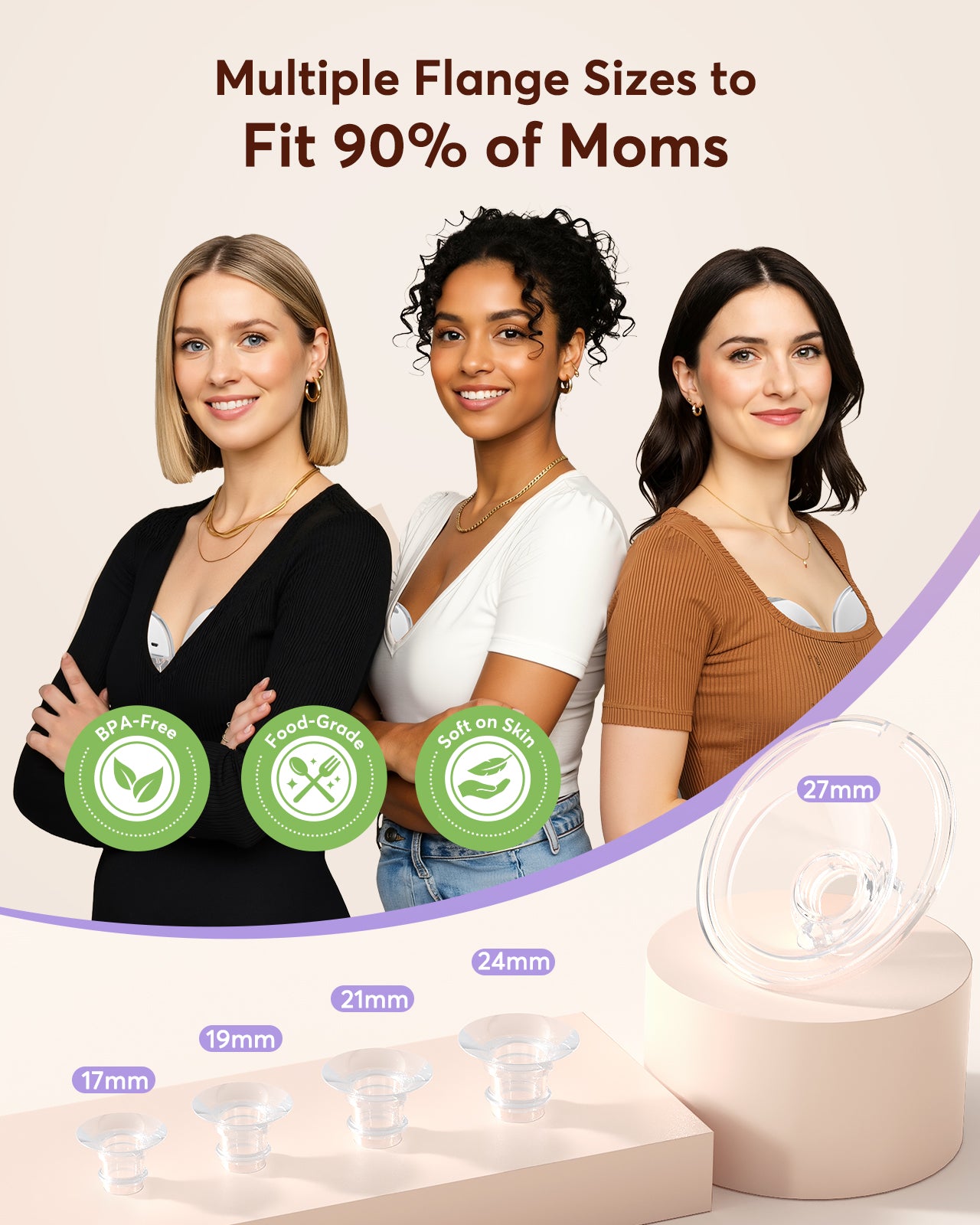 Haokoo Wearable Electric Breast Pump, Hands-Free & Wireless Discreet Pump, 4 Modes 12 Levels, Anti-Leak, Upright Stand with Dust Cover, 140-Min Run Time, 4 Flange Sizes