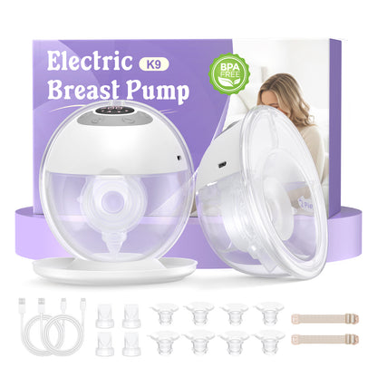 Haokoo Wearable Electric Breast Pump, Hands-Free & Wireless Discreet Pump, 4 Modes 12 Levels, Anti-Leak, Upright Stand with Dust Cover, 140-Min Run Time, 4 Flange Sizes, 2 Packs