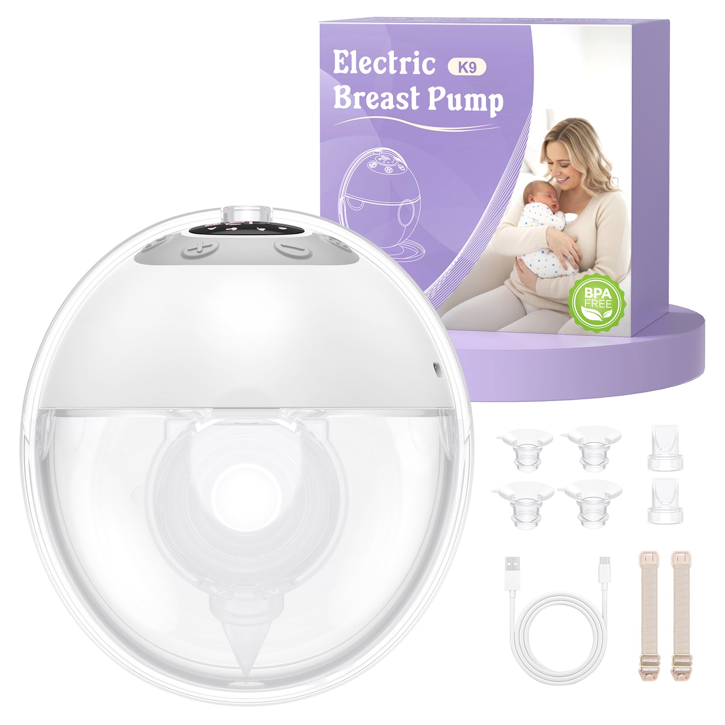 Haokoo Wearable Electric Breast Pump, Hands-Free & Wireless Discreet Pump, 4 Modes 12 Levels, Anti-Leak, Upright Stand with Dust Cover, 140-Min Run Time, 4 Flange Sizes