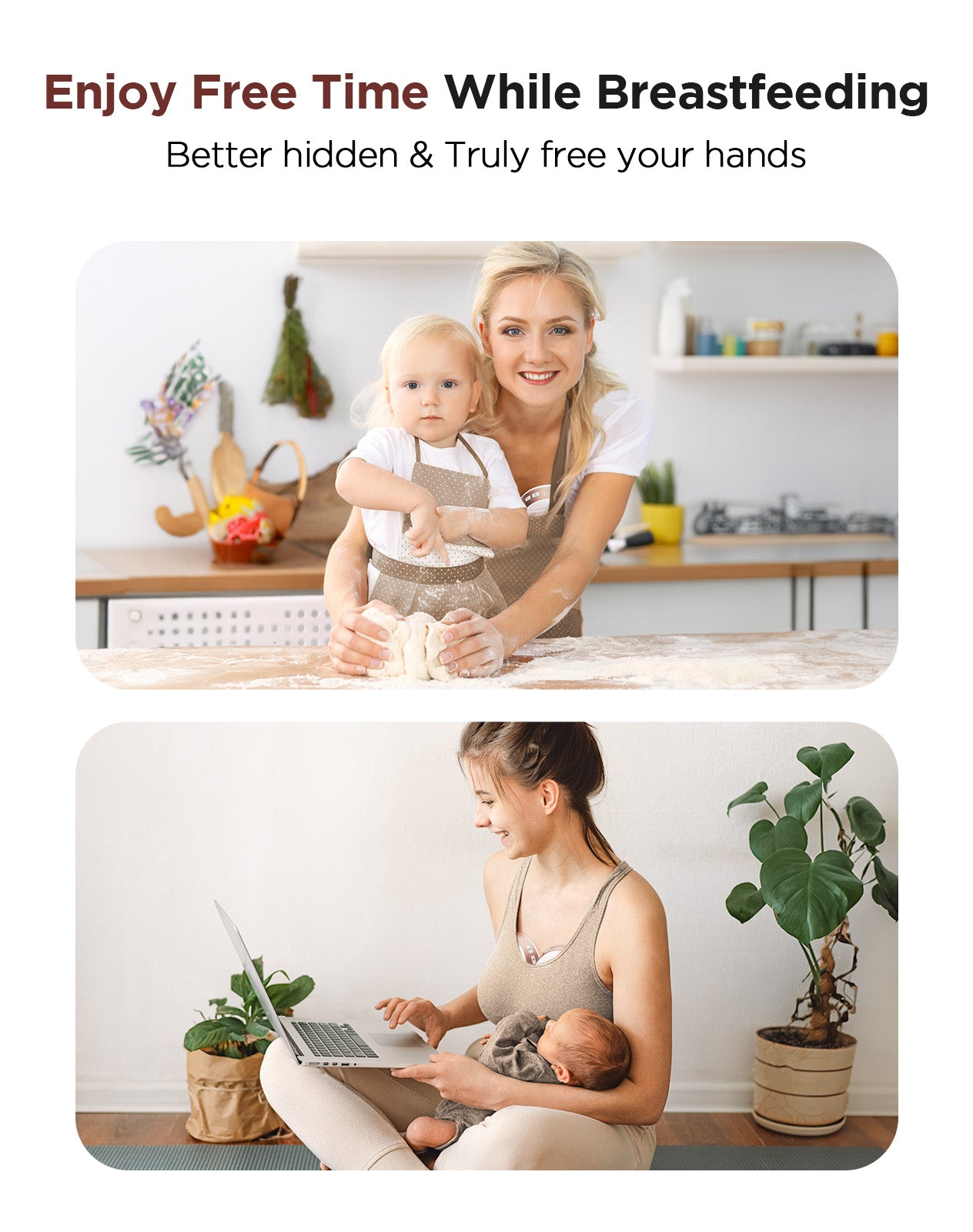 Haokoo Electric Breast Pump Wearable - Discreet Hands Free Breast Pump Portable for Mom