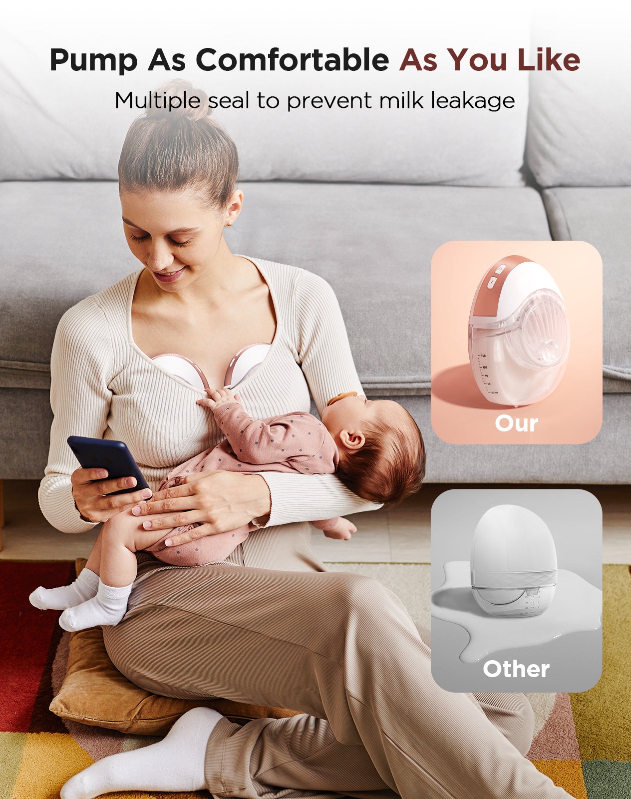 Haokoo Electric Breast Pump Wearable - Discreet Hands Free Breast Pump Portable for Mom