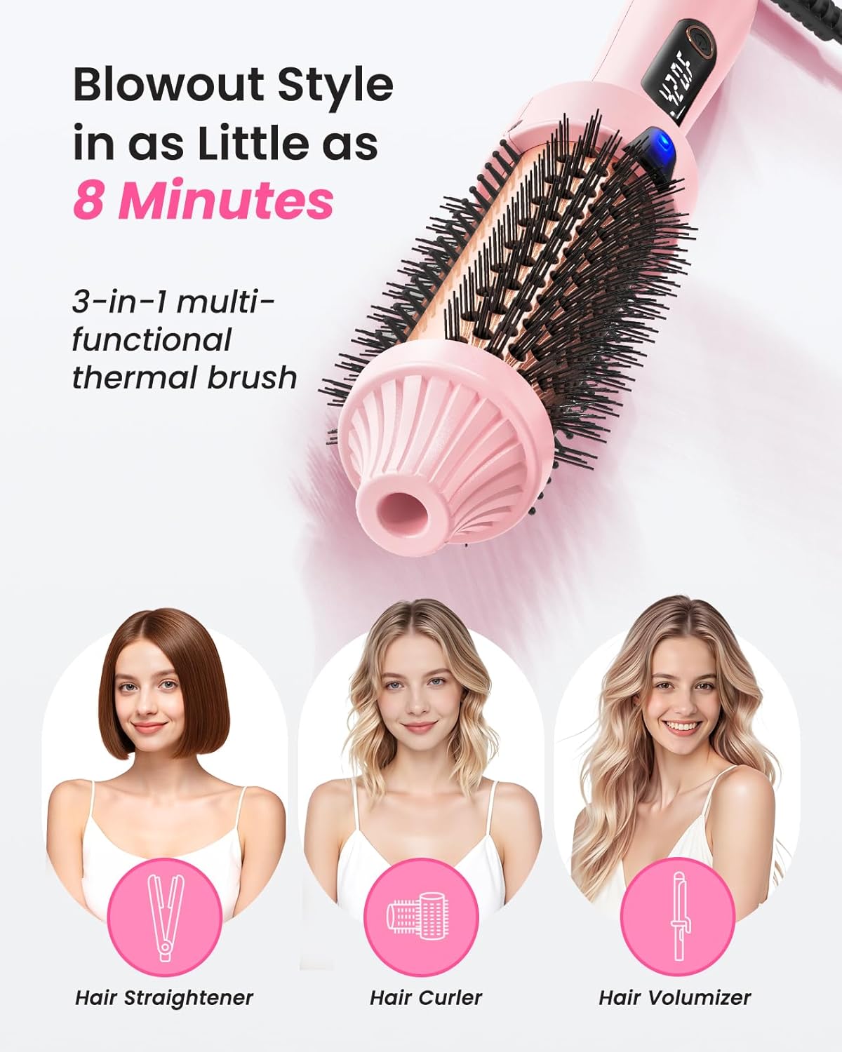 Thermal Brush for Blowout – 1.5 Inch Heated Round Brush with Negative Ions