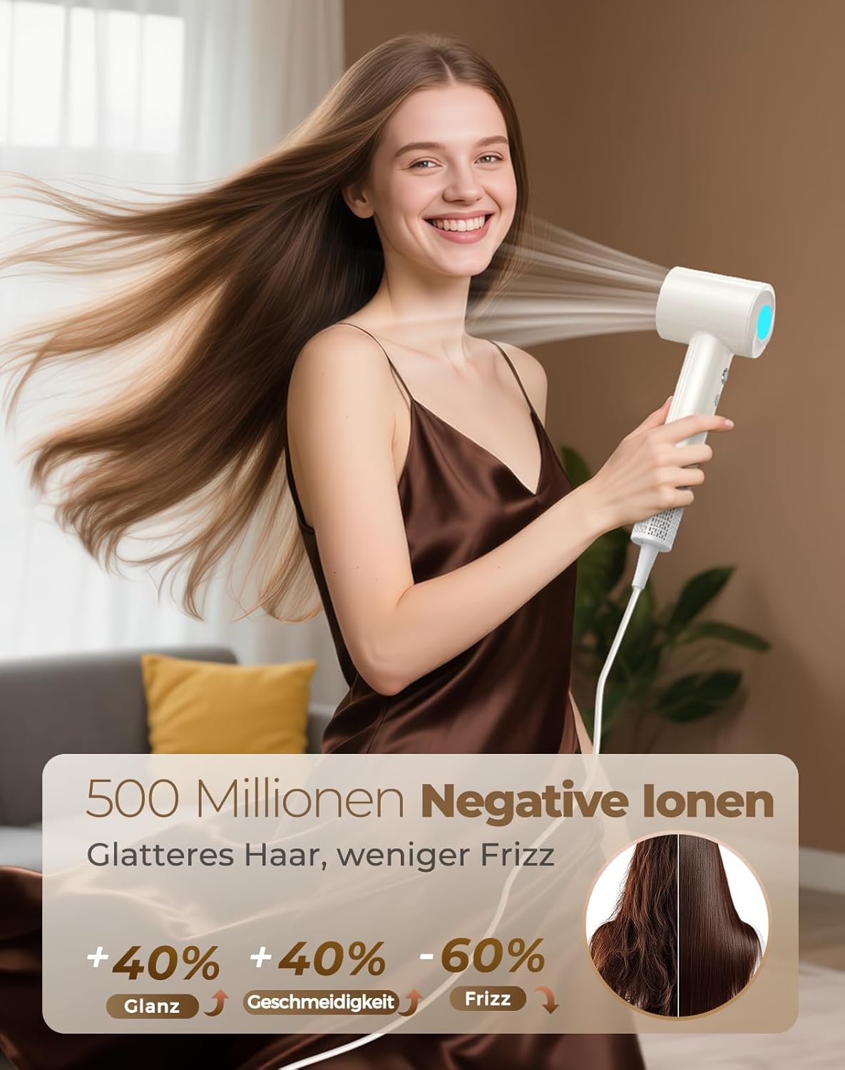 Ion Hair Dryer with Diffuser - Hair Dryer Quick Drying 150,000 RPM